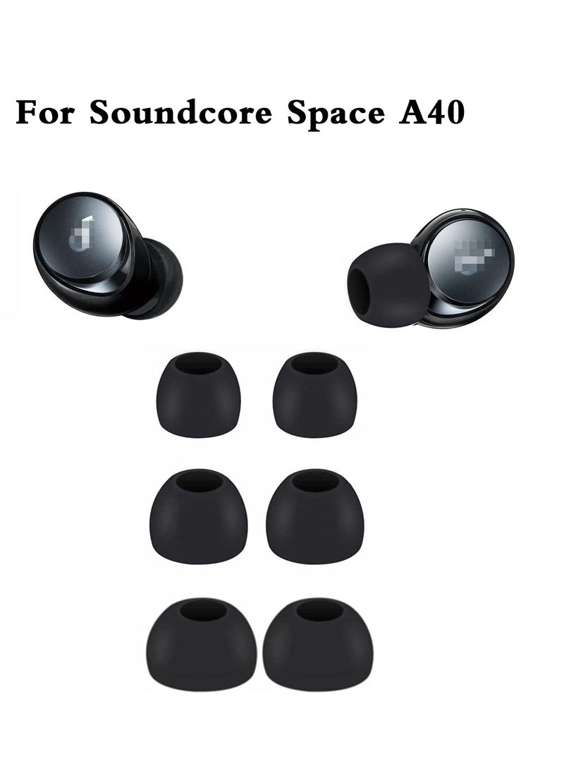 Generic 3pairs Ear Tips for Soundcore Space A40 Silicone Earbuds Replacement for Earbuds S/M/L-Black  - Image 1