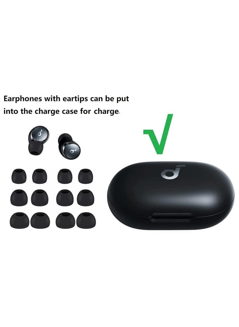 Generic 3pairs Ear Tips for Soundcore Space A40 Silicone Earbuds Replacement for Earbuds S/M/L-Black  - Image 2