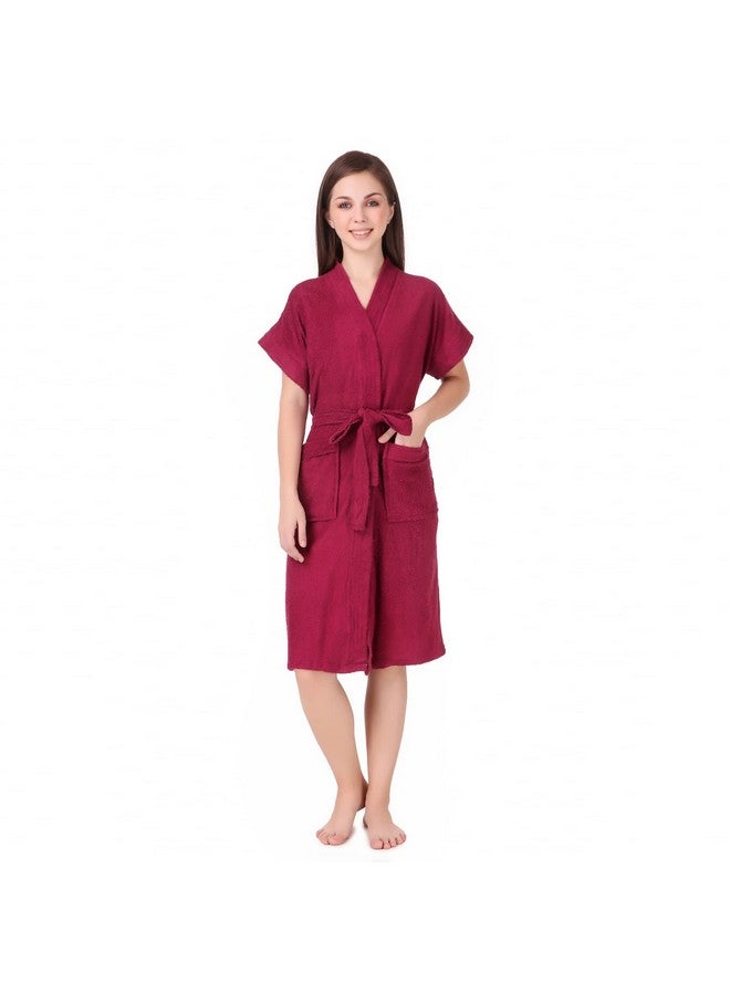 Comfortlooms Comfortlooms Women's Bath Robe | Half Sleeve Cotton Bathrobe | Soft, Light, Compact & Highly Water Absorbent - Suitable for Birthday/Anniversary/Diwali/Couple/wedding Gift | Burgundy  - Image 1