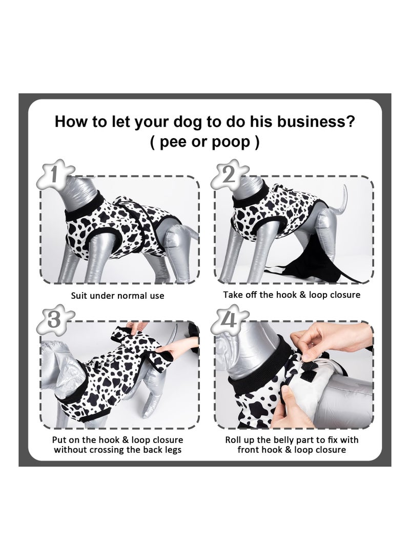 Dog Surgery Recovery Suit Female Male Onesie for Spay Neuter Substitute E Collar Cone Anti-Licking Breathable Medium Dogs Cow M - Image 4