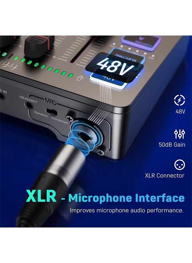 فيفين خلاط صوت للألعاب من ، خلاط RGB رباعي القنوات مع واجهة ميكروفون XLR، لصوت الألعاب، والبودكاست، وAmpliGame SC3  - Image 5