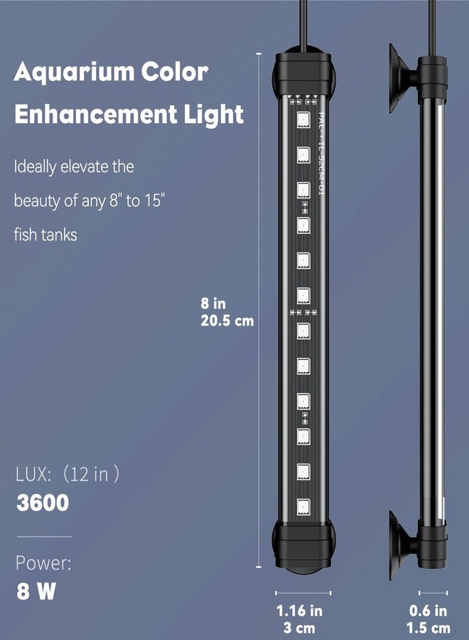 Pawfly 8 Inch 8 W Aquarium Color Enhancement Light for 8" to 15" Fish Tanks, IPX8 Waterproof Aquarium Enhancing LED Light, Brilliant RGB Lights with 7 Single Effects Timer & Adjustable Brightness - Image 4