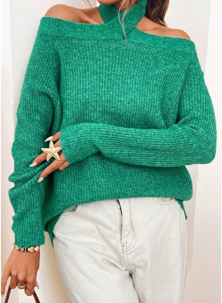 SHEIN VCAY Women's Solid Color Turtleneck Loose Casual Sweater, Fall Winter,Halloween Costumes Adults,Thanksgiving Women Outfit,Fall Women Outfits,Winter Women Dress,Christmas,Christmas Sweater - Image 5