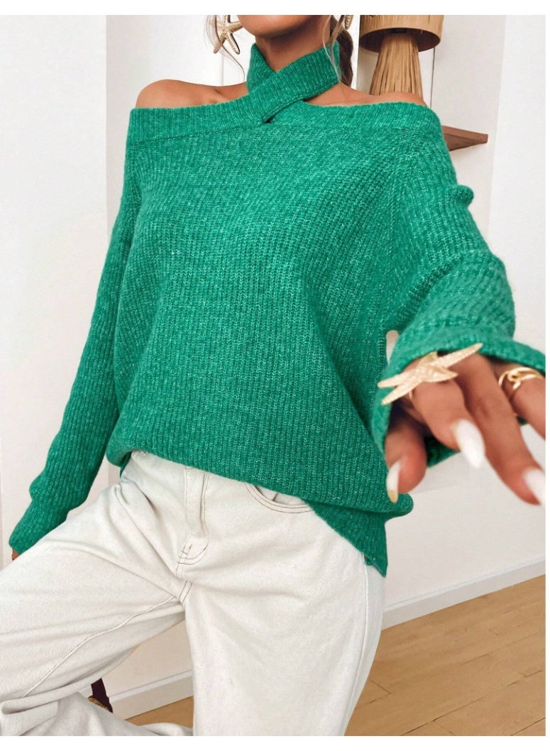 SHEIN VCAY Women's Solid Color Turtleneck Loose Casual Sweater, Fall Winter,Halloween Costumes Adults,Thanksgiving Women Outfit,Fall Women Outfits,Winter Women Dress,Christmas,Christmas Sweater - Image 4