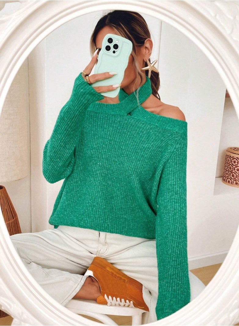 SHEIN VCAY Women's Solid Color Turtleneck Loose Casual Sweater, Fall Winter,Halloween Costumes Adults,Thanksgiving Women Outfit,Fall Women Outfits,Winter Women Dress,Christmas,Christmas Sweater - Image 1