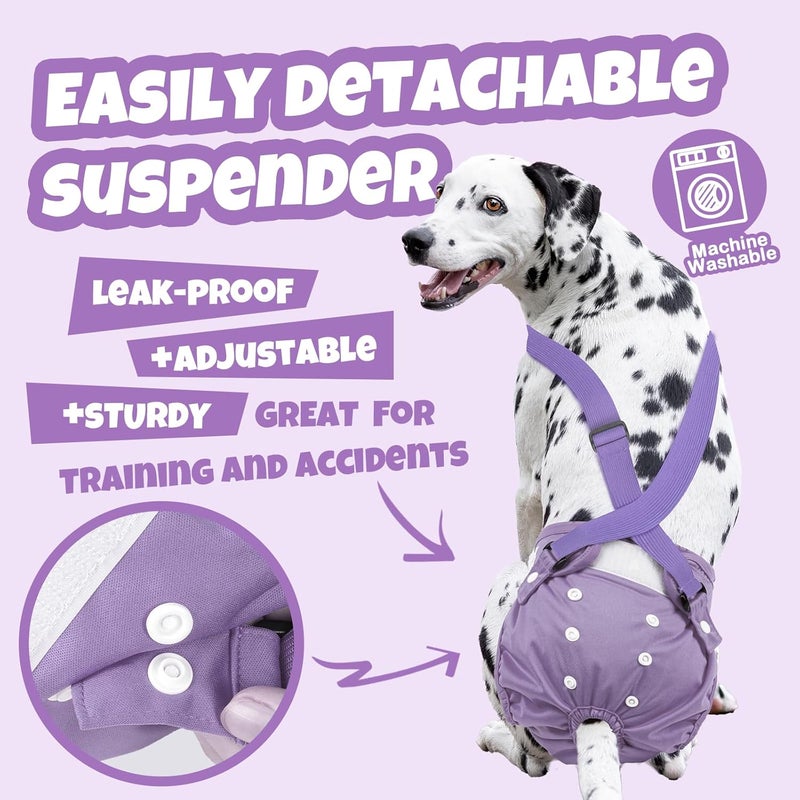 Pet Soft 3 Pack Reusable Dog Diapers Female with Adjustable Suspenders, Dog Diapers Female for Doggy, Escape-Proof Doggie Diapers for Pets in Heat, Incontience, Training (Pinkycolor, XS) - Image 5