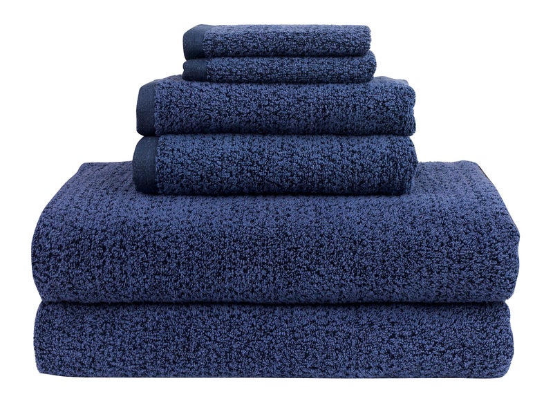 Everplush Everplush Diamond Jacquard 6 Pieces Bath Sheet Set Navy Blue 