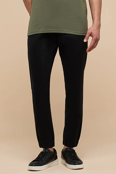 R&B Solid Jogger Pants with Drawstring Waist