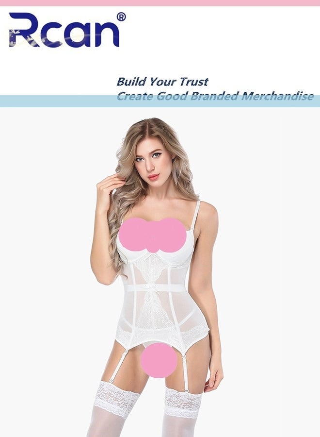 Rcan Women Garter Lingerie Set Plus Size Strappy Naughty Bodysuit Exotic One Piece Babydoll Sleepwear Clubwear - Image 2