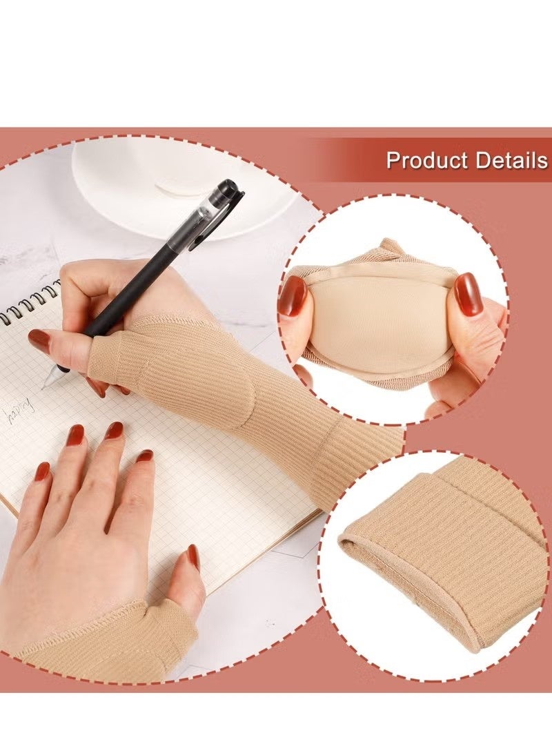 Hand Wrist Support Brace Thumb Injury Pads, Compression Gloves for Sports, Wrist Support Brace Fingerless Glove for Pain Relief (Size: S, Colour: Beige) - Image 3