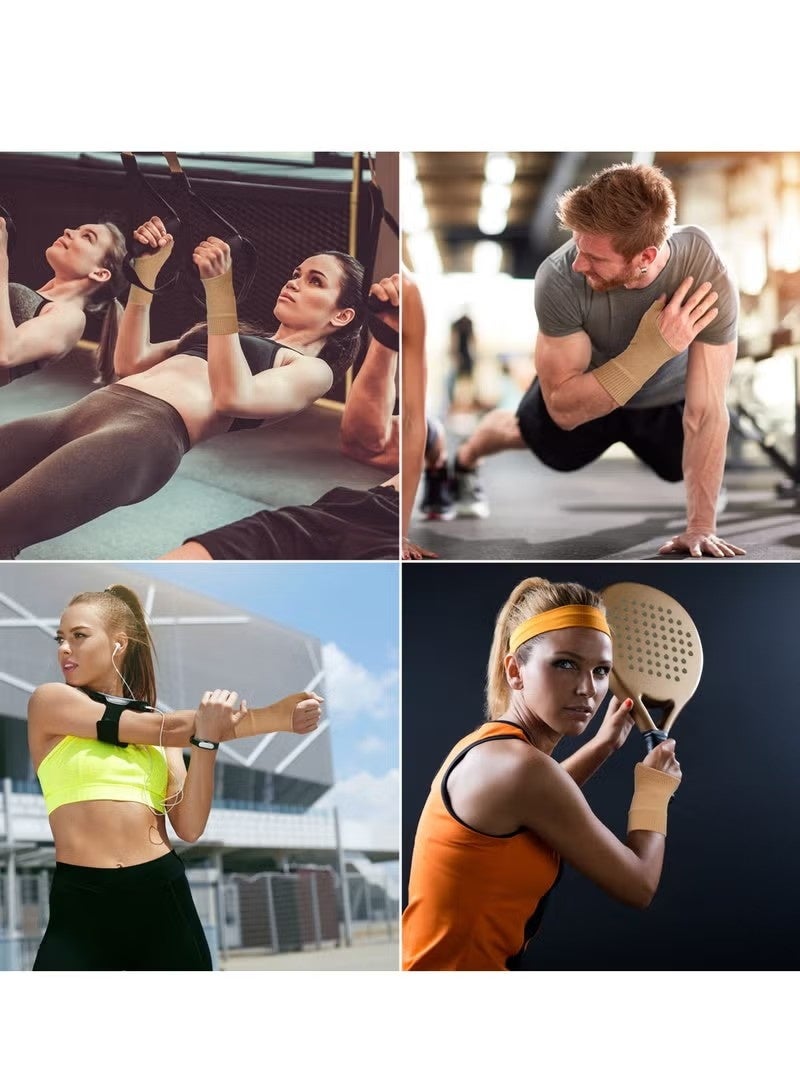 Hand Wrist Support Brace Thumb Injury Pads, Compression Gloves for Sports, Wrist Support Brace Fingerless Glove for Pain Relief (Size: S, Colour: Beige) - Image 5