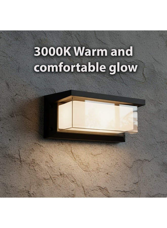 ALFRIDAY Outdoor Wall Light Modern IP65 LED Wall Lamp 20W 3000K Warm White Metal & Glass Waterproof - Image 2