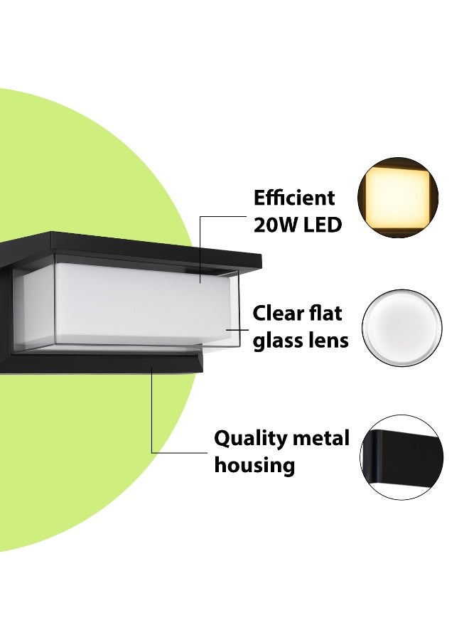 ALFRIDAY Outdoor Wall Light Modern IP65 LED Wall Lamp 20W 3000K Warm White Metal & Glass Waterproof - Image 5