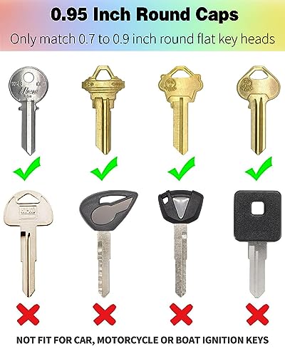 Vibit 32 Pack Key Cap Tags Set in 8 Assorted Colors Plastic Key Identifier Coding Label Covers for Standard Flat House Keys, 2 Styles - Image 4