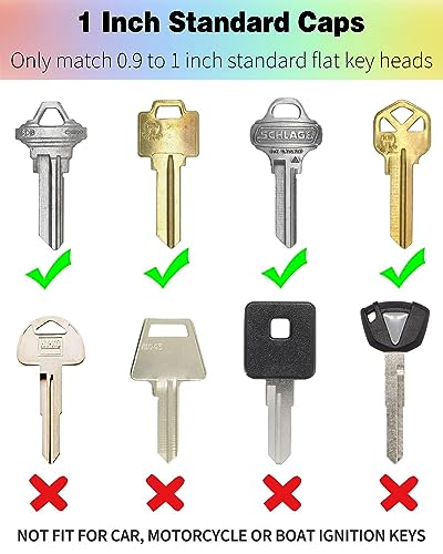 Vibit 32 Pack Key Cap Tags Set in 8 Assorted Colors Plastic Key Identifier Coding Label Covers for Standard Flat House Keys, 2 Styles - Image 3