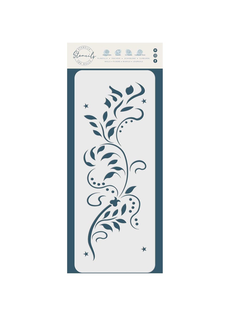 Usnyabni Vine Stencil, 3 x 9 inch (S) - Creeper Plant Floral Border Stencils for Painting Template  - Image 2