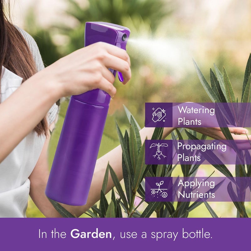 VIGOR PATH Continuous Spray Bottle for Hair â€“ Fine Mist Mister for Hairstyling, Cleaning, Plants, Pets, Barbers, Salons, and Essential Oil Applications (300ml/10.1 oz) Dark Purple - Image 3