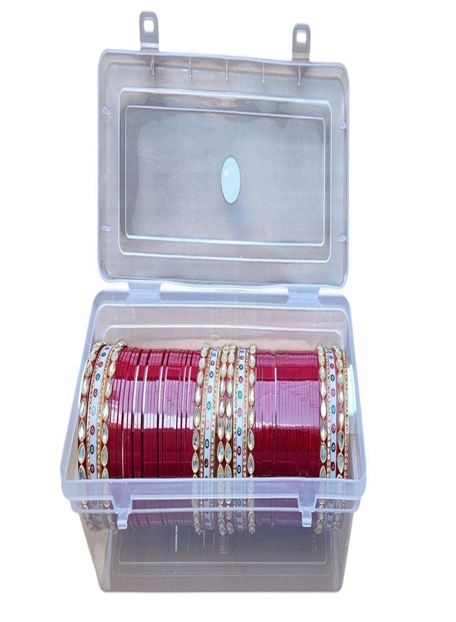MFN Plastic Adjustable 1 Rod Bangle Box Organizer Jewellery Storage Display Box for Bangles and Chudi Bracelet Kada set (White) - Image 1