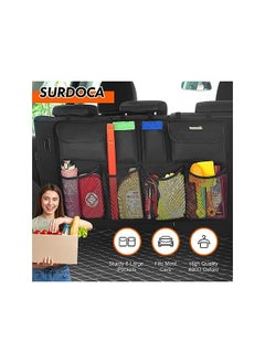 SURDOCA Car Trunk Organizer, 3rd Gen [7 Times Upgrade] Super Capacity Car Organizer, Equipped with Robust Elastic Net, Car Trunk Tidy Storage Bag with Lids, Space Saving Expert-Black  - Image 3