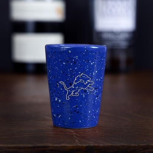 Rico Industries NFL Football Detroit Lions 2oz Ceramic Shot Glass for Fans, Laser Engraved In Team Color Single Shot Glass - Image 2