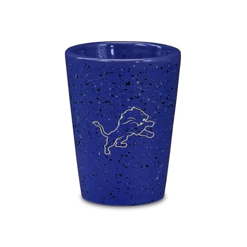 Rico Industries NFL Football Detroit Lions 2oz Ceramic Shot Glass for Fans, Laser Engraved In Team Color Single Shot Glass - Image 1