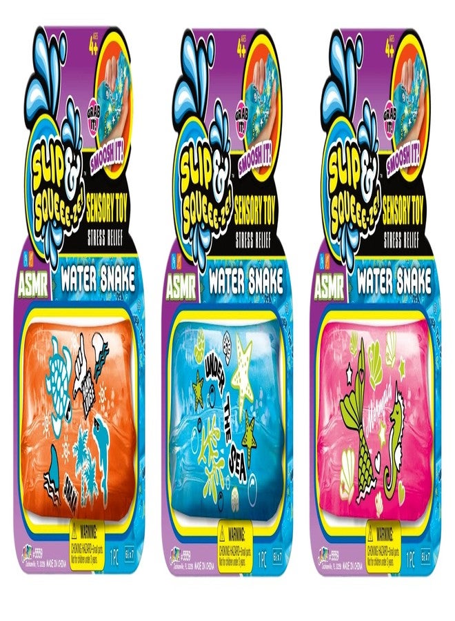 جا-رو لعبة ثعبان الماء جا-رو (ثلاثة ثعابين مائية) بألوان متنوعة - لعبة دوارة مائية مملوءة بالجل الزلق. ألعاب حسية إسفنجية لتخفيف التوتر للأطفال. هدايا حفلات بالجملة. 5559-3s - Image 1