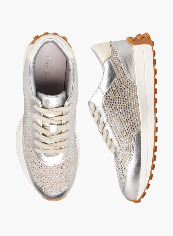 سيليست Women's Embellished Lace-Up Sneakers