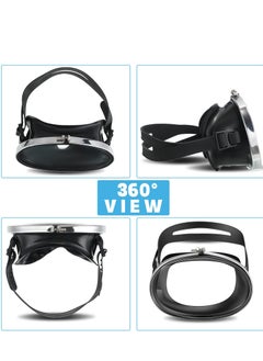 SYOSI 2 Pcs Oval Shape Scuba Diving Mask Classic Freediving Mask Retro Oval Anti Fog Tempered Glass Lens Stainless Steel Silicone Diving Goggles for Adults Men Women Spearfishing Snorkeling Swimming Black  - Image 2