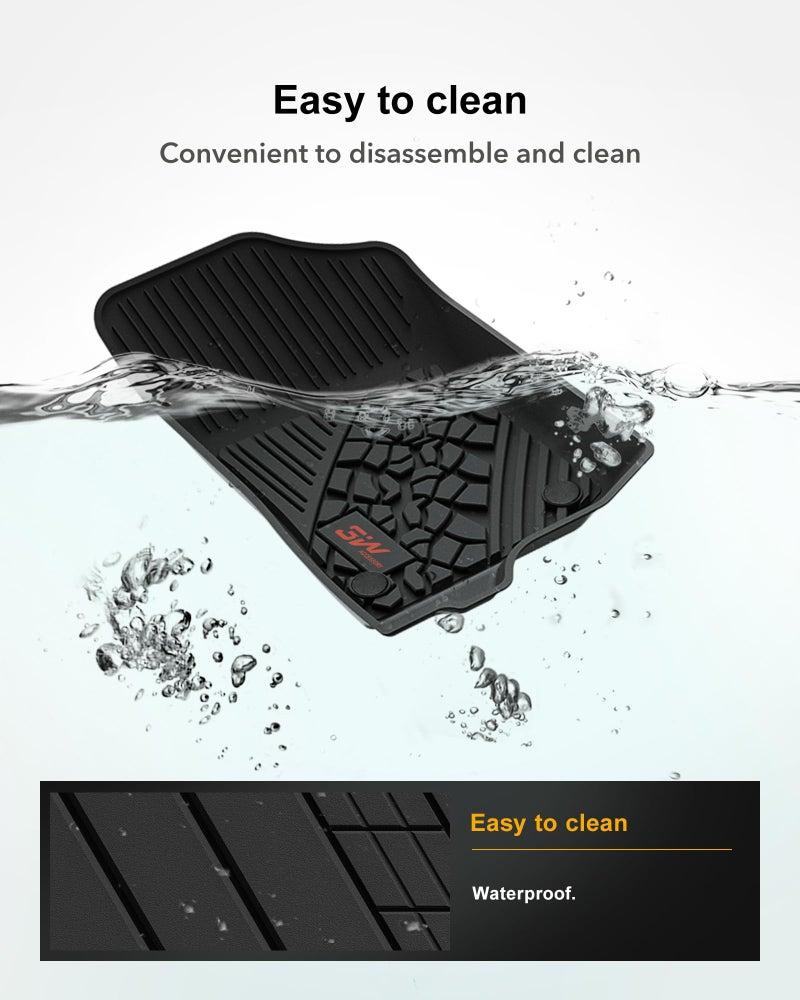 3W Floor Mats Fit for Jeep Wrangler 4XE 2021-2024 2025 Hybrid 4 Door (Non JL or JK), Black All-Weather TPE Floor Liner for 1st and 2nd Row Full Set Car Mats, Red Logo - Image 5