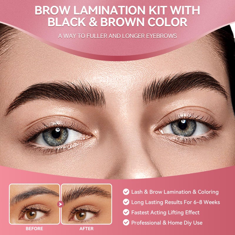 Novobey Brow Lamination Kit, 2 In 1 Eyebrow Lamination Kit with Black & Brown Color for Thicker Fuller Brows, Professional DIY Eyebrow Perming Kit Use at Salon Home, Lasts for 6 Weeks - Image 3