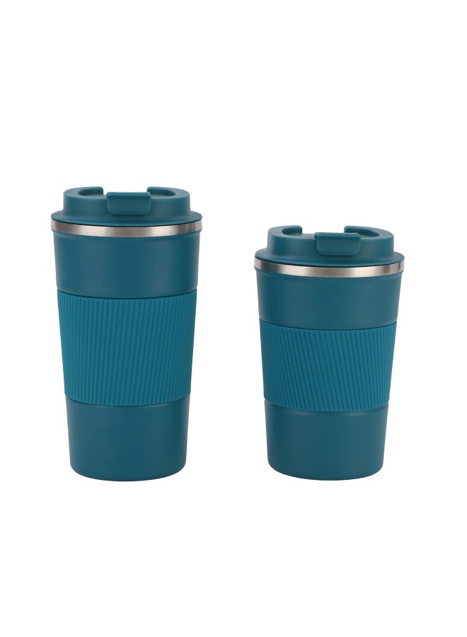 Marzo Peacock Blue style 2 304 Stainless Steel Vacuum Coffee Cup, Portable Outdoor Travel Mug With Insulated Sleeve, Business Thermos Cup, Customizable - Image 1