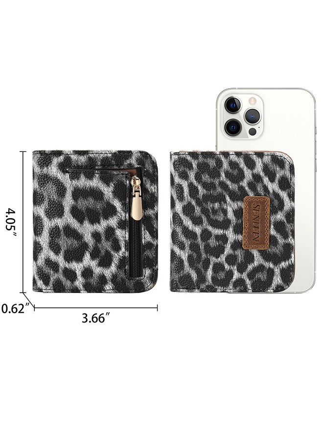 SENDEFN - Leopard Print PU Leather Wallet - Stylish Compact Coin Purse With ID Window And Card Slots - Image 1