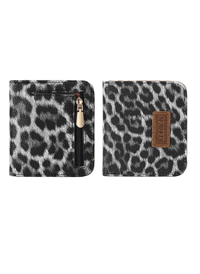 SENDEFN - Leopard Print PU Leather Wallet - Stylish Compact Coin Purse With ID Window And Card Slots - Image 1