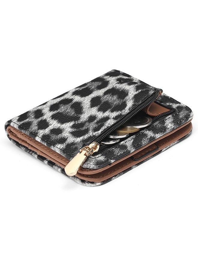 SENDEFN - Leopard Print PU Leather Wallet - Stylish Compact Coin Purse With ID Window And Card Slots - Image 1