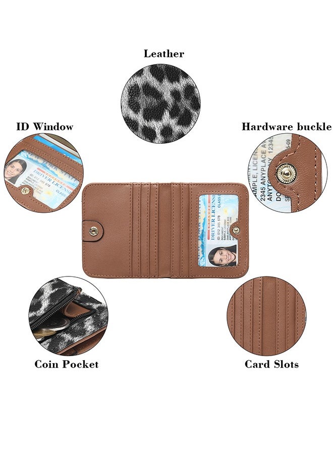 SENDEFN - Leopard Print PU Leather Wallet - Stylish Compact Coin Purse With ID Window And Card Slots - Image 1