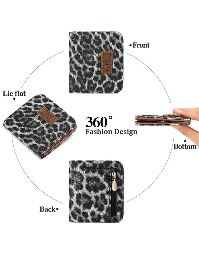 SENDEFN - Leopard Print PU Leather Wallet - Stylish Compact Coin Purse With ID Window And Card Slots - Image 1