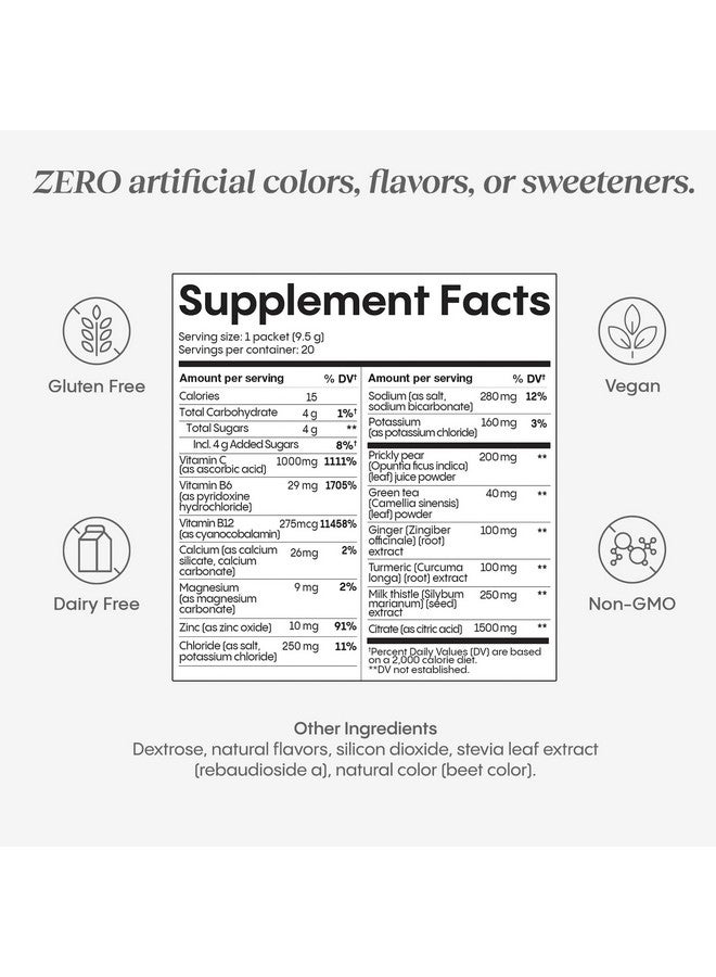 هيدراليت هيدرالايت لدعم الكبد + مزيج من الإلكتروليتات مع شوك الحليب والكركم والزنجبيل والتين الشوكي ومستخلص الشاي الأخضر، مُصمم لإعادة الترطيب السريع (برتقال الدم والزنجبيل، 20 عبوة) - Image 2