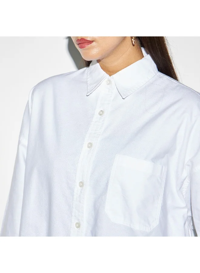 Lee Cooper Lee Cooper Longline High Low Oxford Shirt with Pocket