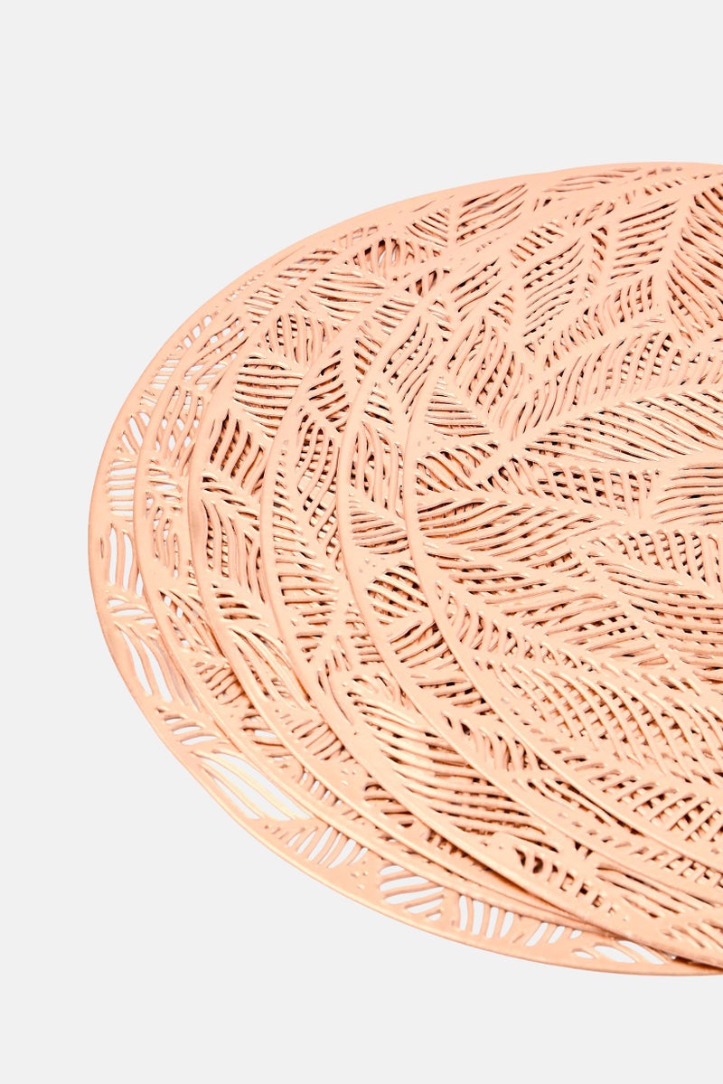 Catherine Malandrino 6 Pcs Crafted Round Dining Placemats, Gold - Image 2