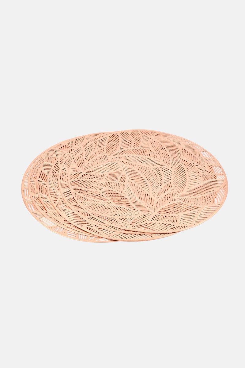 Catherine Malandrino 6 Pcs Crafted Round Dining Placemats, Gold - Image 1