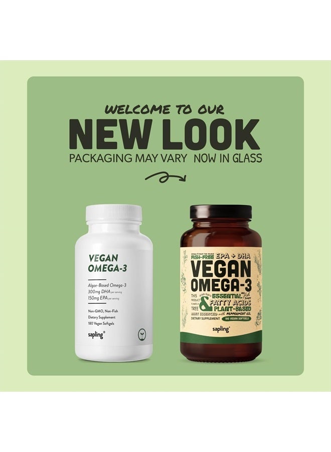 sapling Vegan Omega 3 Supplement - Plant Based DHA & EPA Fatty Acids - Carrageenan Free, Alternative to Fish Oil, Supports Heart, Brain, Joint Health - Sustainably Sourced Algae, Fish Oil Free - 180 Softgels  - Image 2