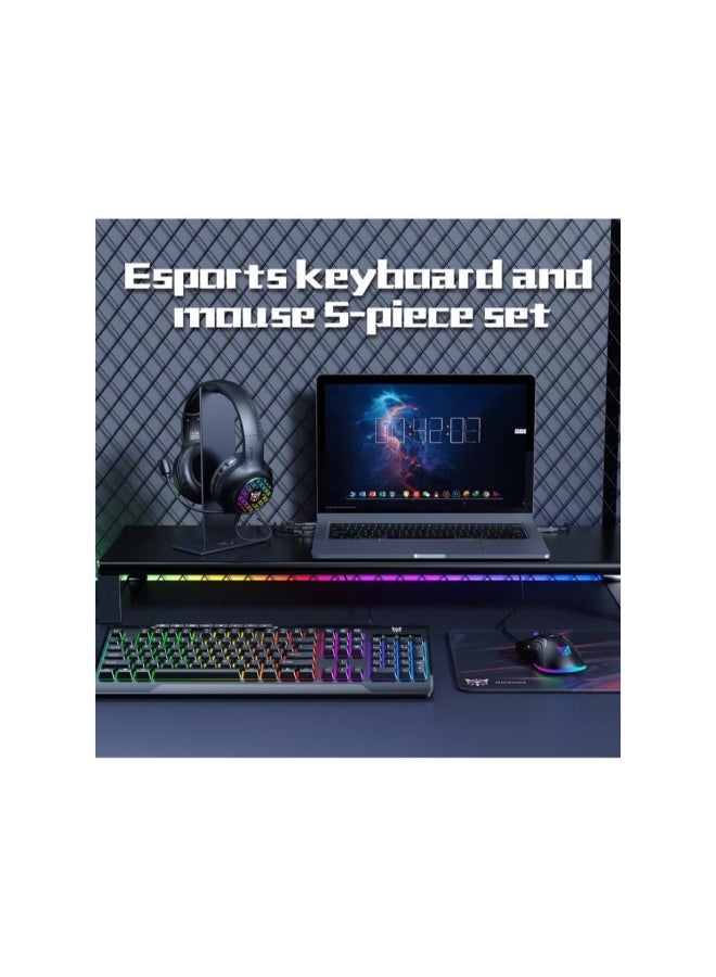ONIKUMA TZ5006 5 in 1 Combo Gaming Set with Keyboard Mouse Headset Stand and Mousepad - Image 1