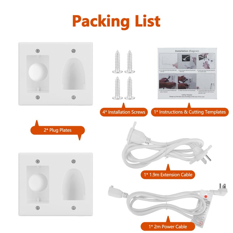Celendor in Wall Cable Management Kit for Wall,Hide Cords Wall Mounted TV,Power Bridge Wall Kit for TV,Recessed Outlet for Organizing Cables Behind Wall-Mounted TV - Image 2