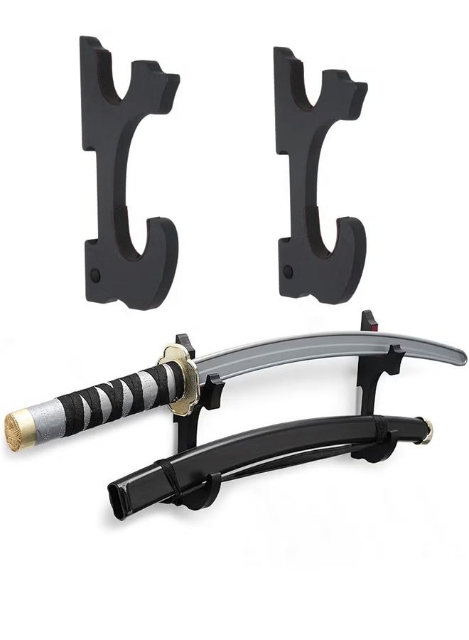 Generic 2 PCS Sword Hook Wall Mount Samurai Sword Hanger,for Wall Adjustable Wooden Sword Rack,Decorative Katana Holder Martial Arts Toy Stands Display with Screw Accessories for Saber Tanto Rapier Cosplay - Image 1