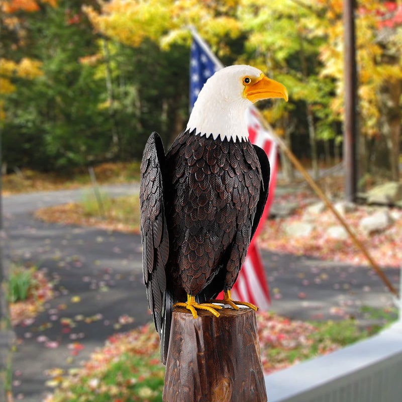 chisheen Bald Eagle Outdoor Metal Yard Art Statue and Sculpture for Garden Lawn Patio Living Room Decoration