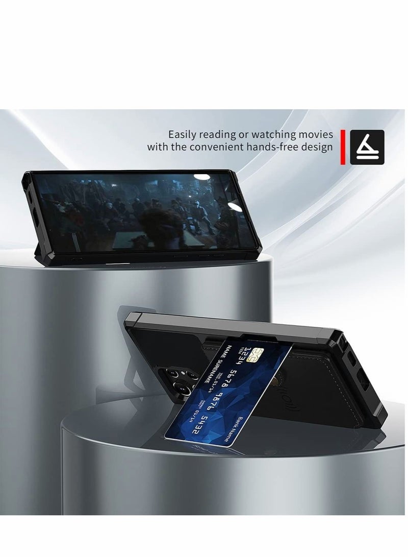 Captaintech Case for Samsung S22 Ultra Wallet Shock-Resistant Soft TPU Hard PC Double Layers Protection Galaxy 6.8 inch