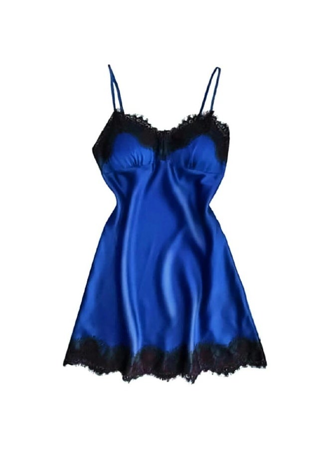 A short satin nightgown decorated with a black dress