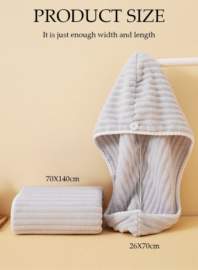 DUNISO Premium Grey Bath Towels 100% Cotton (70 x 140cm) With Hair Drying Cap(26 x 70cm), Ultra Soft and Highly Absorbent Hotel and Spa Quality Bath Towels for Bathroom - Image 3