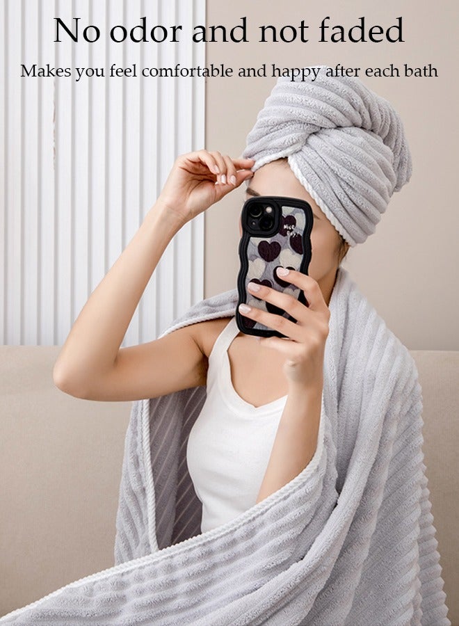 DUNISO Premium Grey Bath Towels 100% Cotton (70 x 140cm) With Hair Drying Cap(26 x 70cm), Ultra Soft and Highly Absorbent Hotel and Spa Quality Bath Towels for Bathroom - Image 5