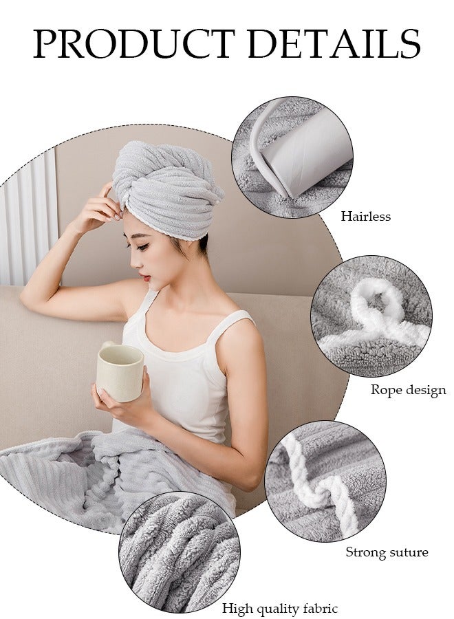 DUNISO Premium Grey Bath Towels 100% Cotton (70 x 140cm) With Hair Drying Cap(26 x 70cm), Ultra Soft and Highly Absorbent Hotel and Spa Quality Bath Towels for Bathroom - Image 2